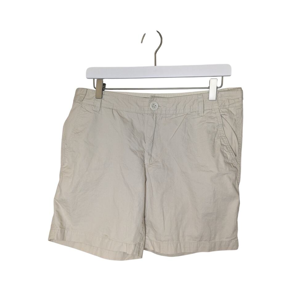 Eddie Bauer 100% Cotton Textured Flat Front Shorts Womens Size 8 in Linen Color